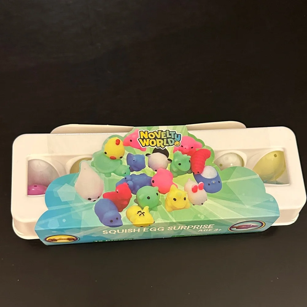 12 Squishy Egg Surprises - Assorted Animal Pastel Color Set by Novelty World
